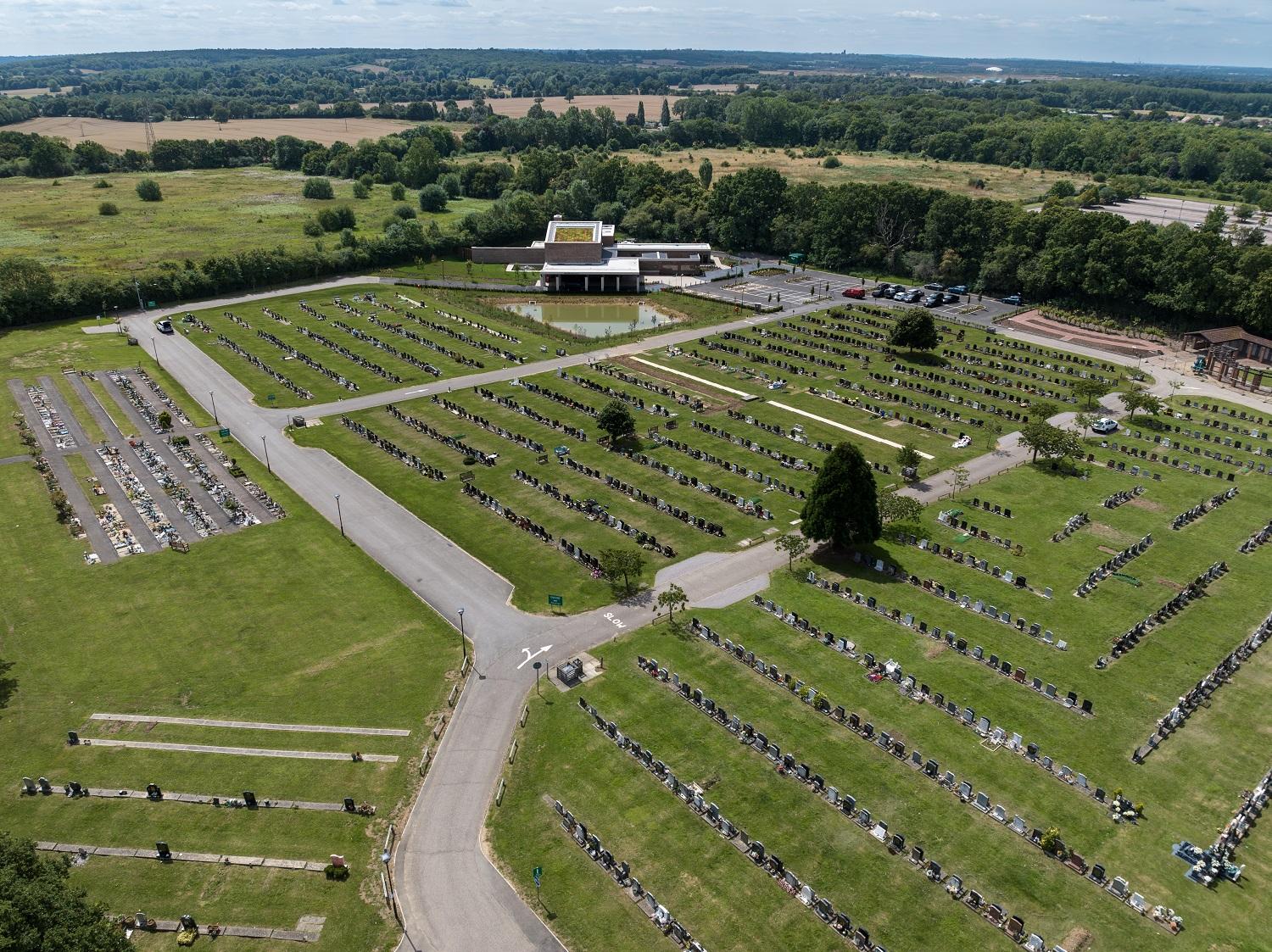 Image of the crematorium and surrounding fields