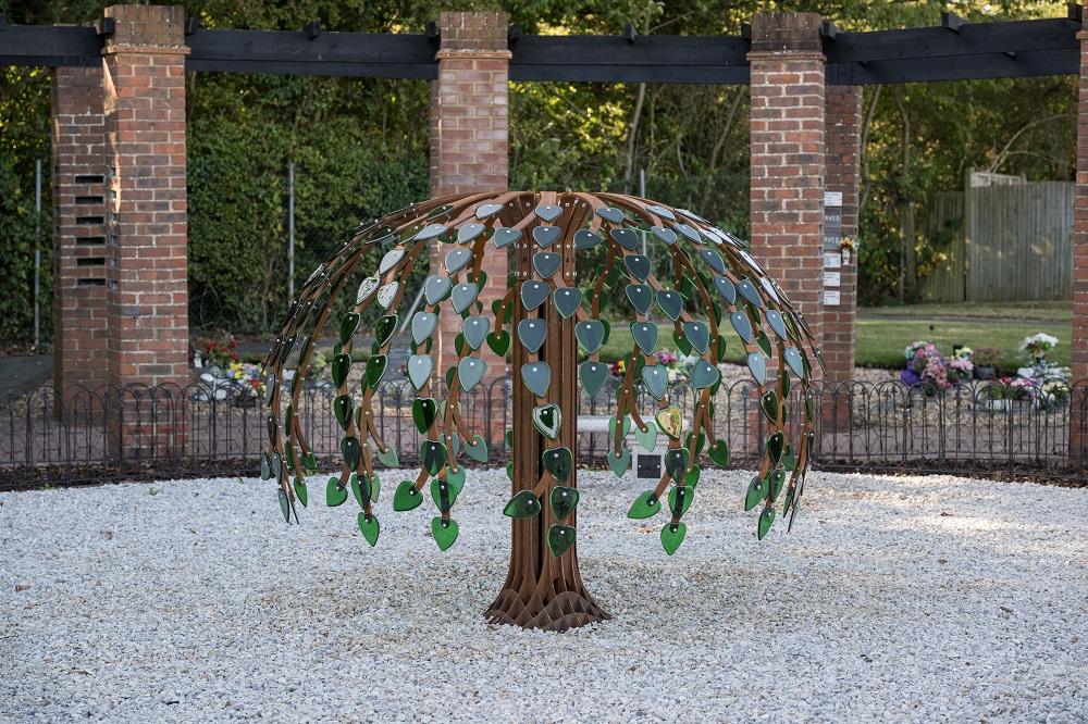 Mulberry tree made out of metal and glass